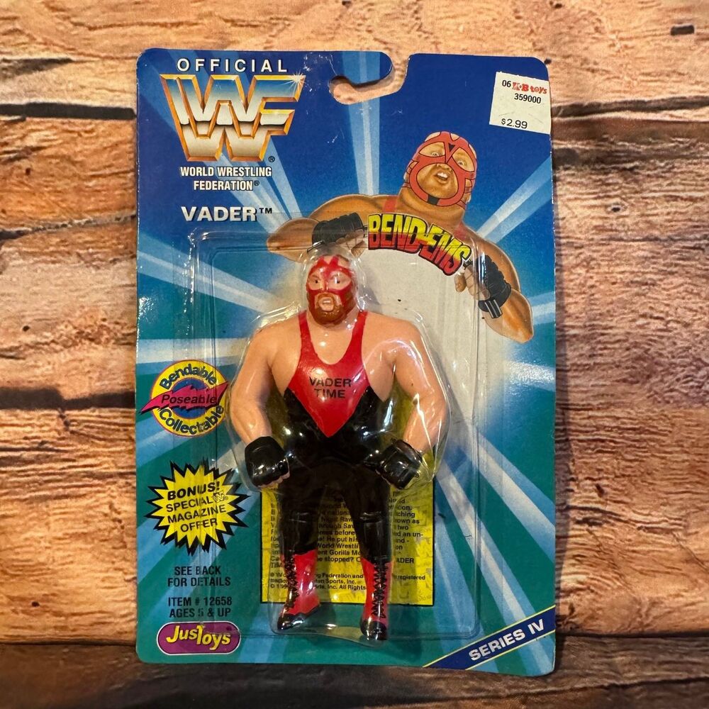 JustToys Vader WWF Bend-Ems Series IV Bendable Poseable Action Figure 1996
